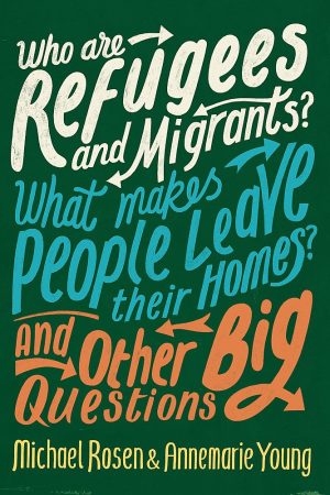 Green background, white , blue, orange and yellow words.